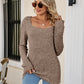 Square Neck Ribbed Long Sleeve T-Shirt