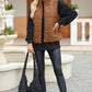 Pocketed Zip Up Turtleneck Vest Coat