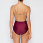 Marina West Swim Wave Break Contrast Trim One-Piece in Wine