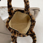 Leopard Fluff Handbag with Zip