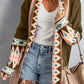 Geometric Open Front Long Sleeve Cardigan