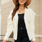 Woven Right Puff Sleeve V-Neck Fuzzy Cardigan