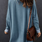 Waffle Knit Buttoned Long Sleeve Top with Breast Pocket