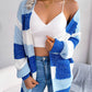 Striped Rib-Knit Open Front Longline Cardigan