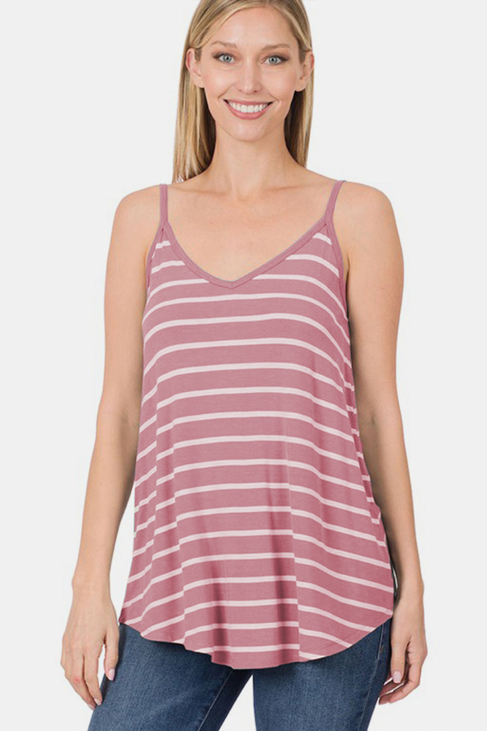 Zenana Striped Curved Hem Cami