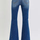 RISEN Distressed Button-Fly Flare Jeans