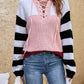 Color Block Tied Dropped Shoulder Sweater