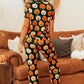 Pumpkin Printed Short Sleeve Top and Pants Pajama Set