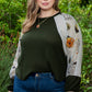 Plus Size Floral Waffle-Knit Round Neck Blouse