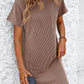 Ribbed Striped Short Sleeve Mini Tee Dress