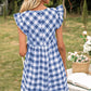 Plaid Butterfly Sleeve Deep V Dress