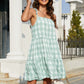 Plaid Tie-Shoulder Sleeveless Tiered Dress