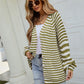 Striped Button Up Long Sleeve Cardigan