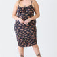 Plus Size Ruched Floral Square Neck Cami Dress