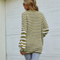 Striped Button Up Long Sleeve Cardigan