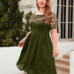 Plus Size Ruched Round Neck Short Sleeve Dress