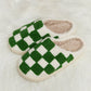 Melody Checkered Print Plush Slide Slippers