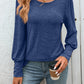 Decorative Button Round Neck Long Sleeve T-Shirt