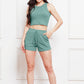 Round Neck Tank and Drawstring Shorts Set