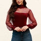 Mesh Long Sleeve Velvet Bodysuit