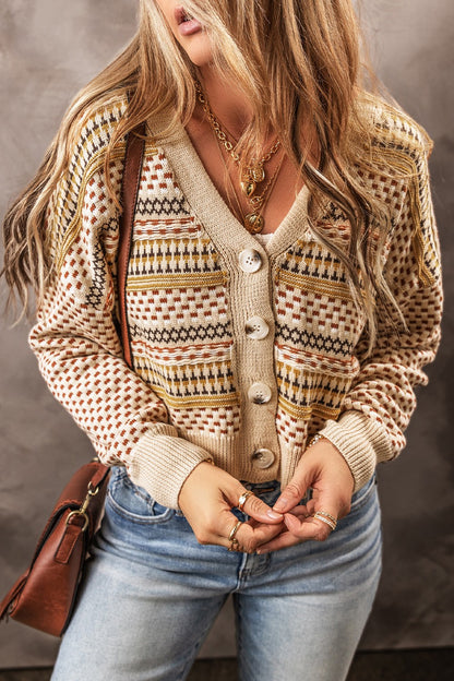 Striped Button Up Long Sleeve Cardigan