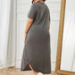 Plus Size Pocketed V-Neck Short Sleeve Lounge Dress