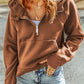 Double Take Half-Zip Thumbhole Sleeve Hoodie