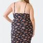 Plus Size Ruched Floral Square Neck Cami Dress