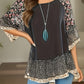 Full Size Frill Printed Round Neck Half Sleeve Blouse