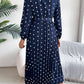 Tied Polka Dot Long Sleeve Midi Dress