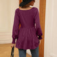 V-Neck Lantern Sleeve Blouse