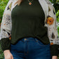 Plus Size Floral Waffle-Knit Round Neck Blouse