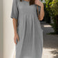 Full Size Round Neck Half Sleeve Dress with Pockets