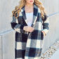 Double Take Full Size Plaid Button Up Lapel Collar Coat