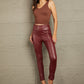 PU High Waist Straight Pants