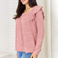 Double Take Square Neck Ruffle Shoulder Long Sleeve T-Shirt