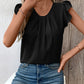 Ruched Round Neck Cap Sleeve Blouse