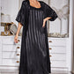 Striped Flounce Sleeve Open Front Robe and Cami Dress Set