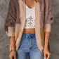 Woven Right Color Block Cable-Knit Batwing Sleeve Cardigan