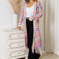 Multicolored Open Front Fringe Hem Cardigan