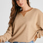 Waffle-Knit Long Sleeve Sweatshirt