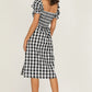 Full Size Slit Plaid Short Sleeve Midi Dress