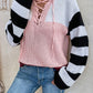 Color Block Tied Dropped Shoulder Sweater