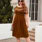 Plus Size Ruched Round Neck Short Sleeve Dress