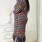 Full Size Multicolored Open Front Fringe Hem Cardigan