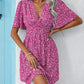 Printed V-Neck Half Sleeve Mini Dress