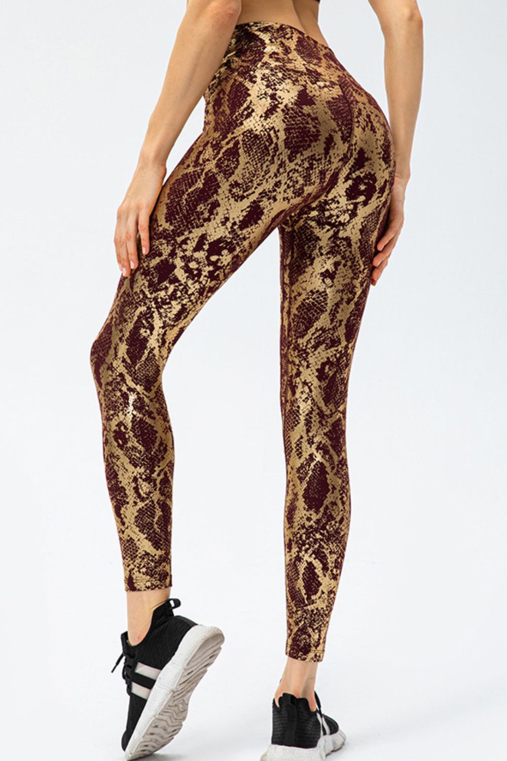 Snakeskin Slim Fit Wide Waistband Long Leggings