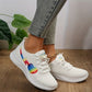 Rainbow Heart Mesh Lace-Up Sneakers