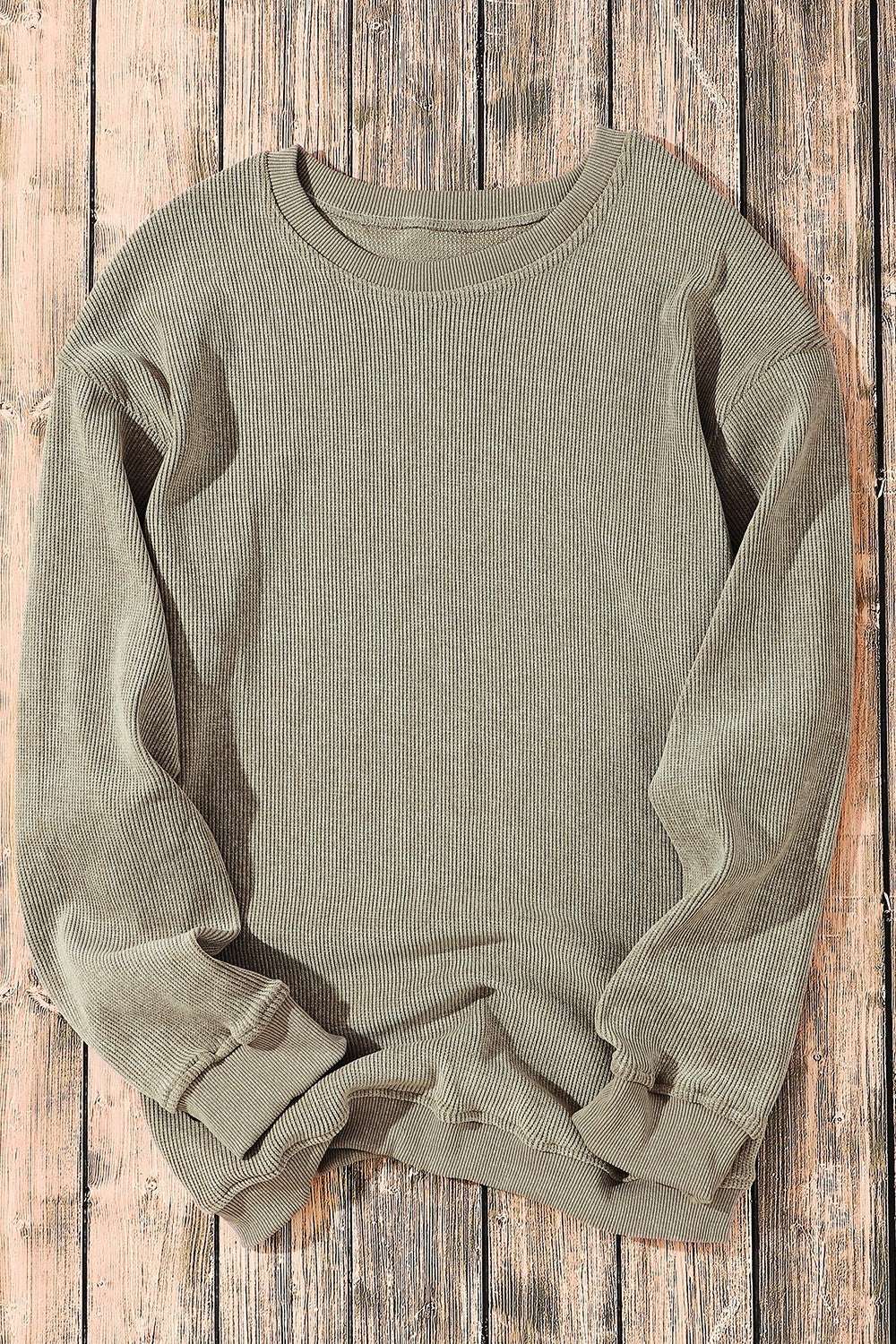 Round Neck Ribbed Sweatshirt