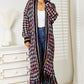 Full Size Multicolored Open Front Fringe Hem Cardigan